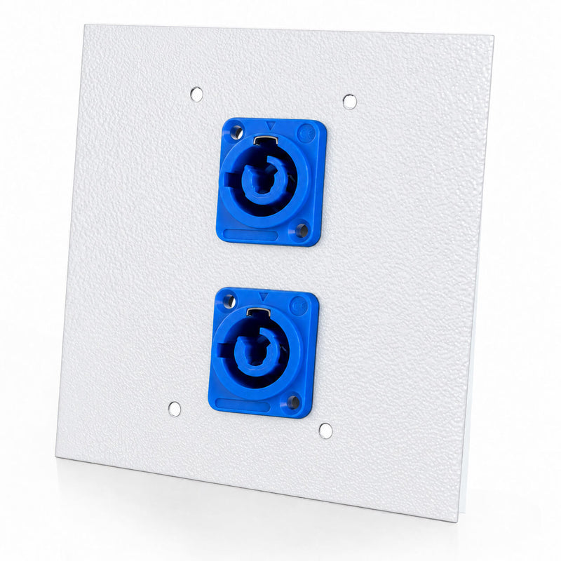Espelho Metal 2 Furos 4x4 com Conector PowerCon Fêmea Branco