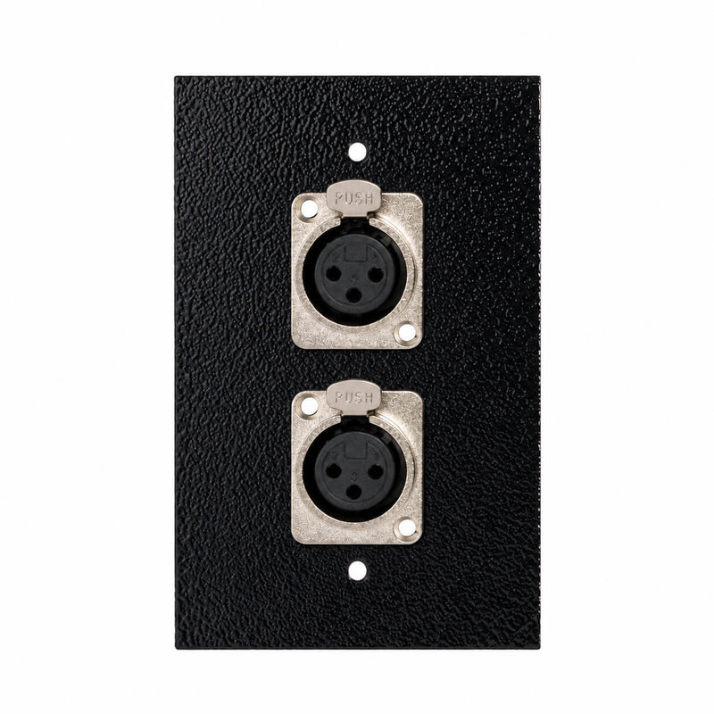 Espelho Metal 2 Furos 4x2 com Conector Xlr Fêmea Painel Preto