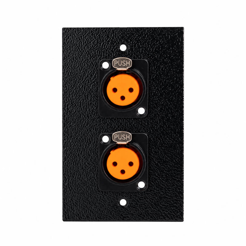 Espelho Metal 2 Furos 4x2 com Conector Xlr Fêmea Profissional Preto
