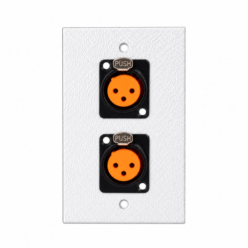 Espelho Metal 2 Furos 4x2 com Conector Xlr Fêmea Profissional Branco