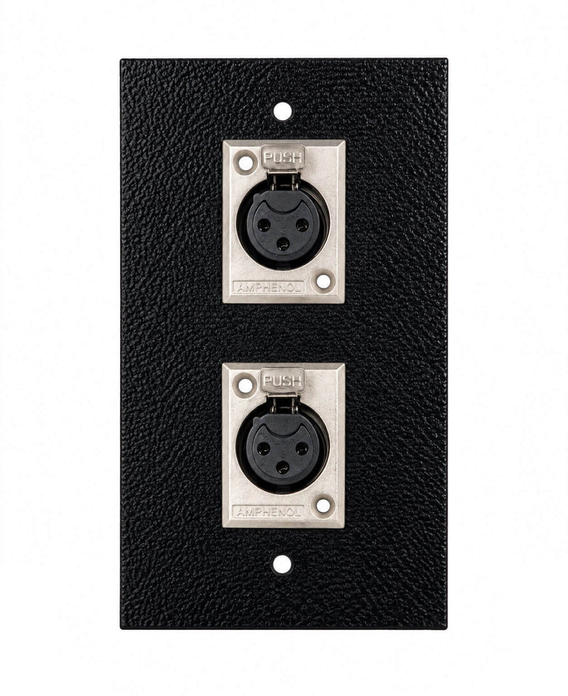 Espelho Metal 2 Furos 4x2 com Conector Xlr Fêmea Amphenol Preto