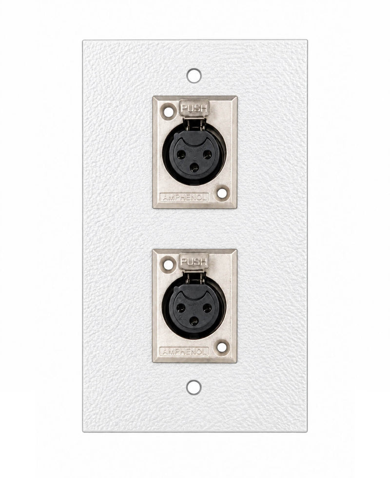 Espelho Metal 2 Furos 4x2 com Conector Xlr Fêmea Amphenol Branco