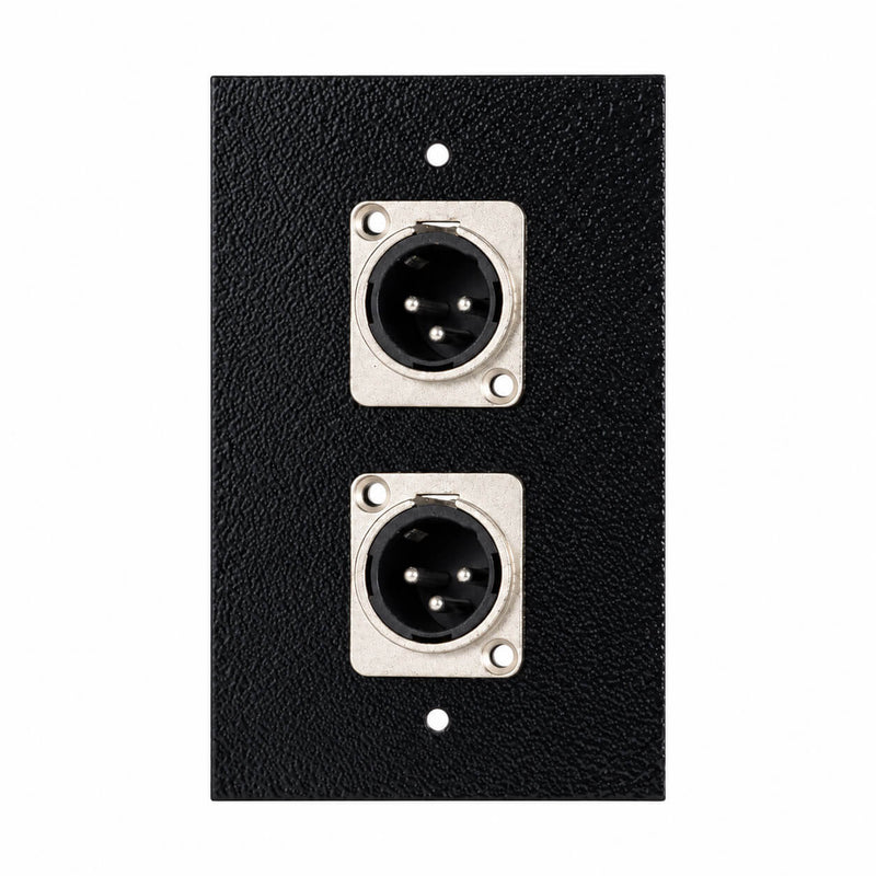 Espelho Metal 2 Furos 4x2 com Conector Xlr Macho Preto