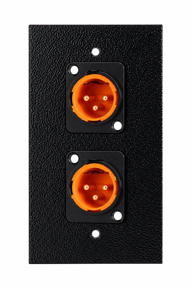 Espelho Metal 2 Furos 4x2 com Conector Xlr Macho Profissional Preto