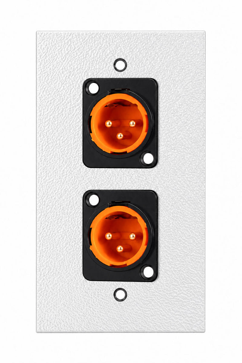 Espelho Metal 2 Furos 4x2 com Conector Xlr Macho Profissional Branco