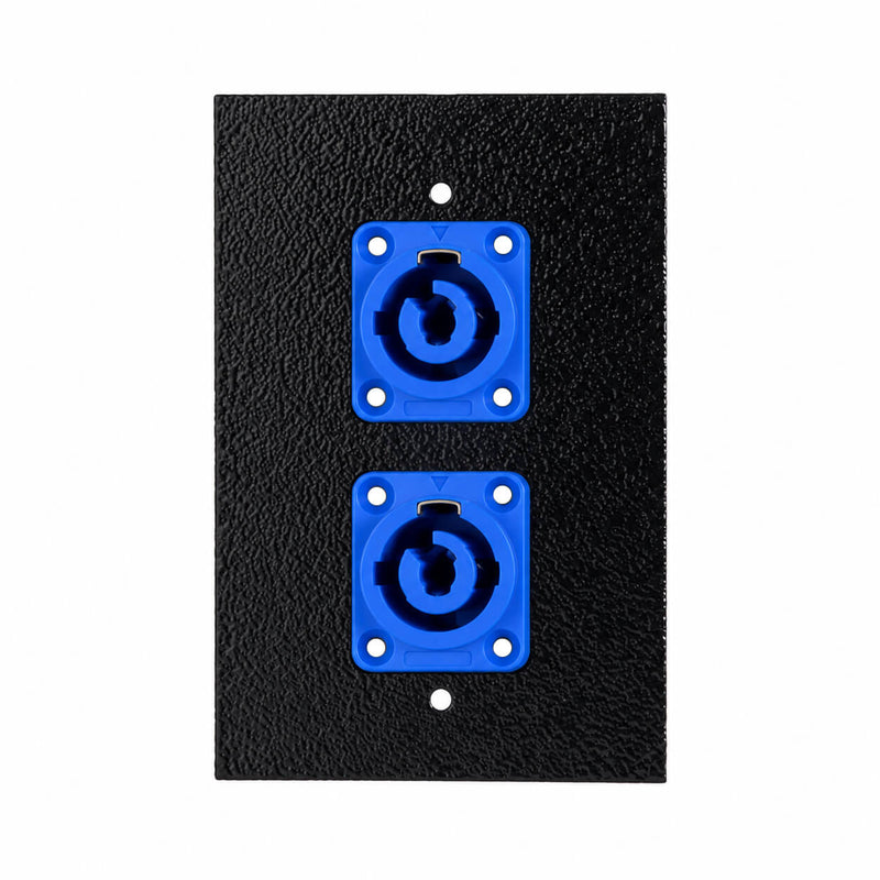 Espelho Metal 2 Furos 4x2 com Conector PowerCon Fêmea Preto
