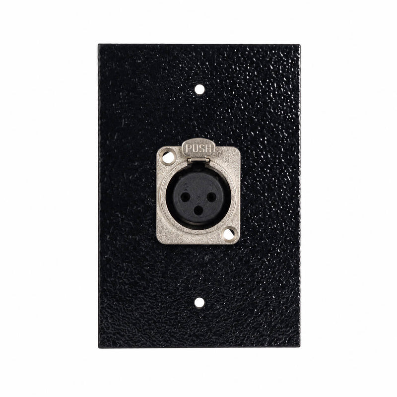 Espelho Metal 1 Furo 4x2 com Conector Xlr Fêmea Painel Preto
