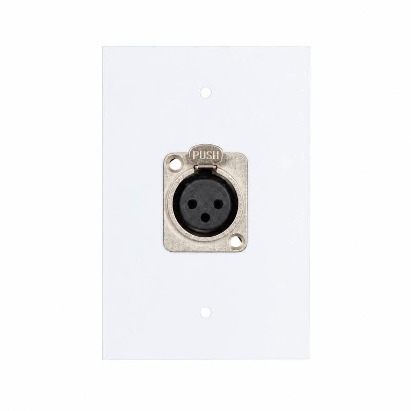 Espelho Metal 1 Furo 4x2 com Conector Xlr Fêmea Painel Branco