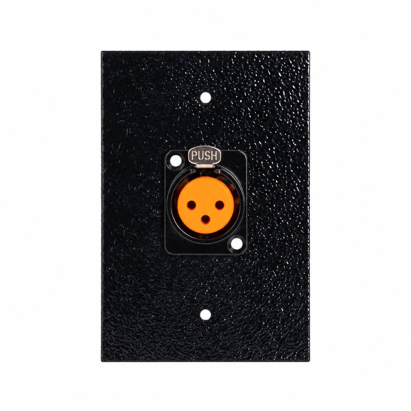 Espelho Metal 1 Furo 4x2 com Conector Xlr Fêmea Profissional Preto