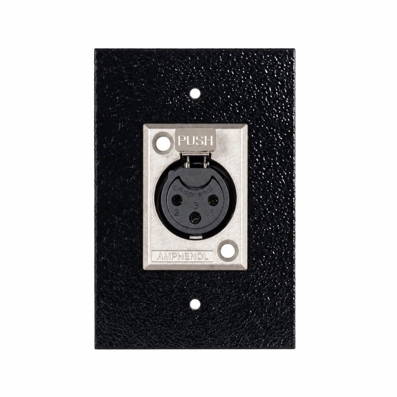 Espelho Metal 1 Furo 4x2 com Conector Xlr Fêmea Amphenol Preto