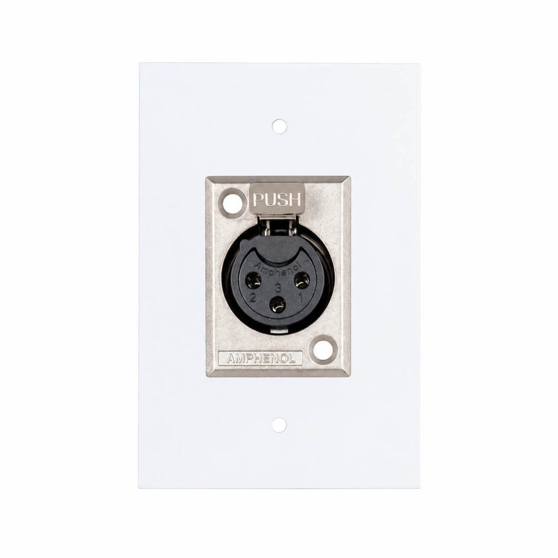 Espelho Metal 1 Furo 4x2 com Conector Xlr Fêmea Amphenol Branco