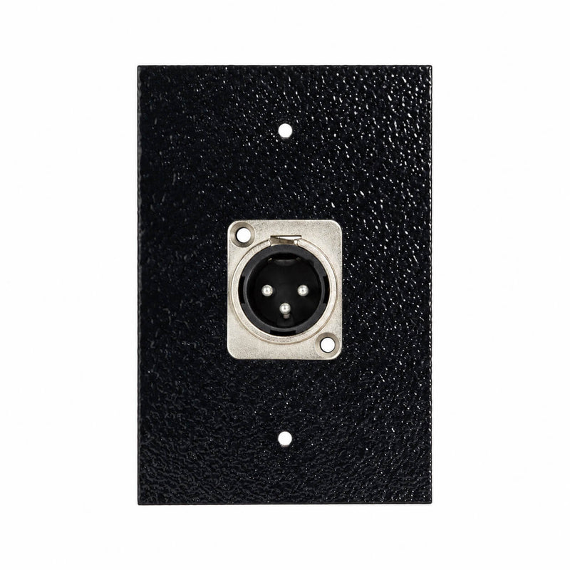 Espelho Metal 1 Furo 4x2 com Conector Xlr Macho Preto