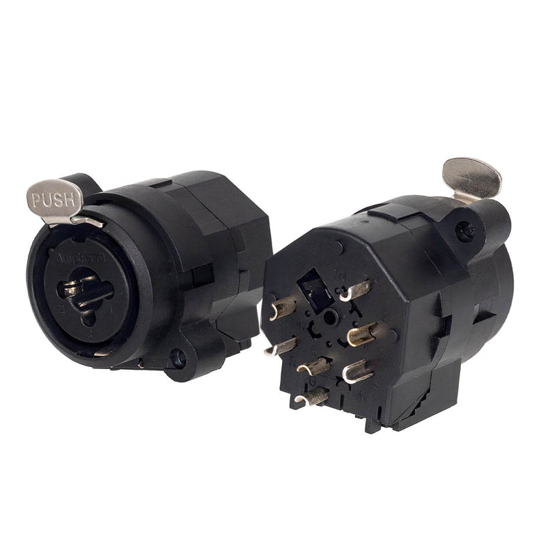 Espelho Metal 1 Furo 4x2 com Conector Combo Amphenol Preto