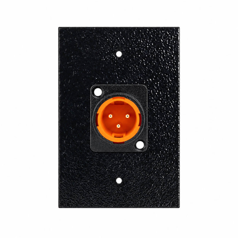 Espelho Metal 1 Furo 4x2 com Conector Xlr Macho Profissional Preto