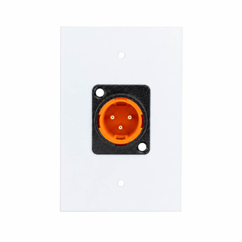 Espelho Metal 1 Furo 4x2 com Conector Xlr Macho Profissional Branco