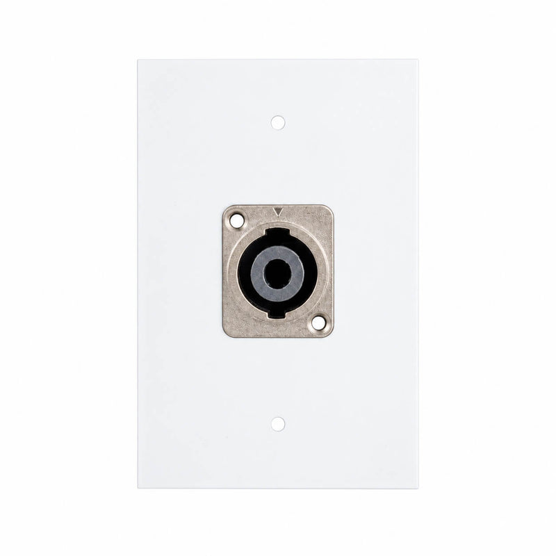 Espelho Metal 1 Furo 4x2 com Conector Speakon Fêmea Branco