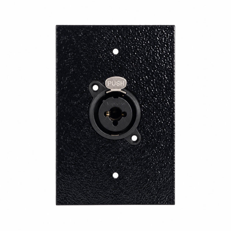 Espelho Metal 1 Furo 4x2 com Conector Combo Amphenol Preto