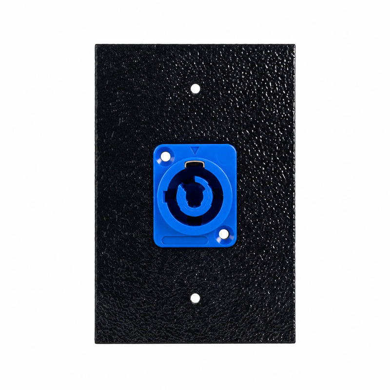 Espelho Metal 1 Furo 4x2 com Conector PowerCon Fêmea Preto