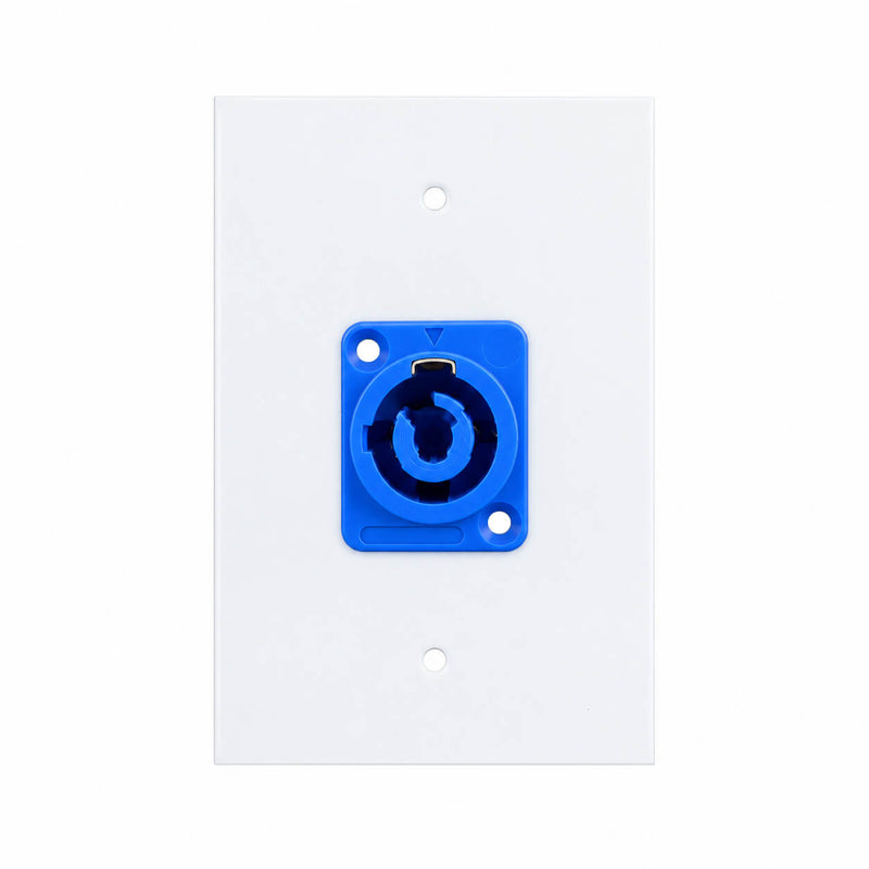 Espelho Metal 1 Furo 4x2 com Conector PowerCon Fêmea Branco