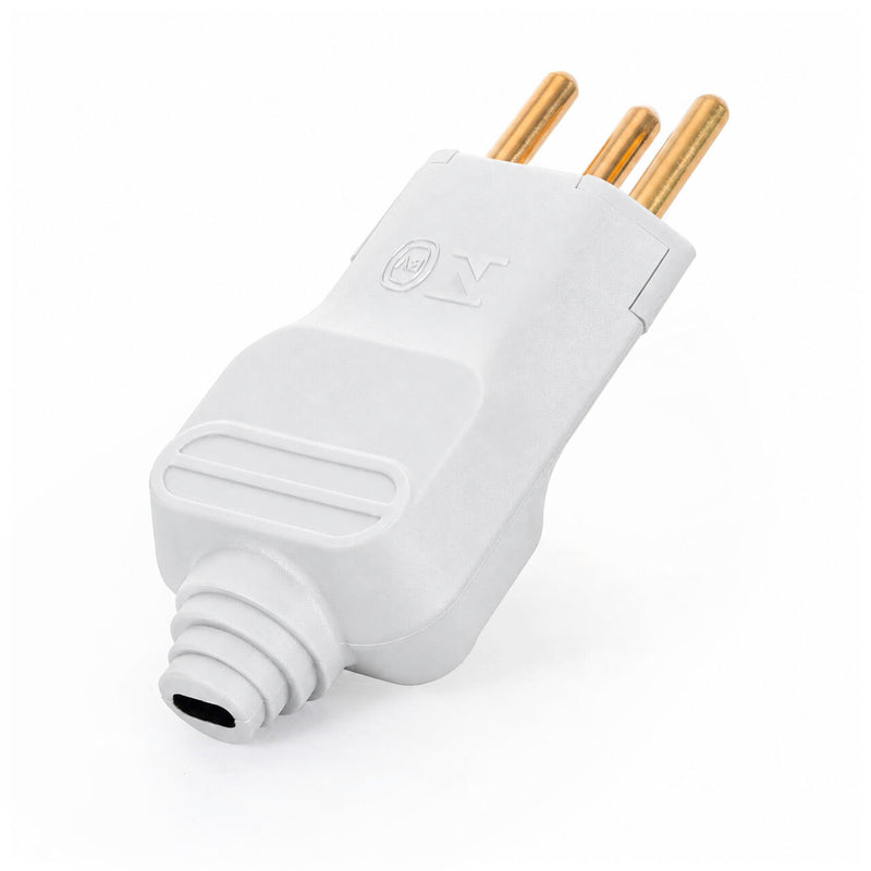 Kit com 5 Plug Macho Tomada Elétrica Reto Tripolar Novo Padrão 10A Branco