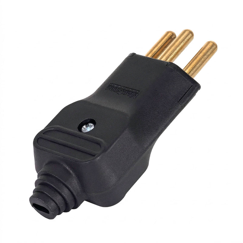 Kit com 5 Plug Macho Tomada Elétrica Reto Tripolar Novo Padrão 20A Preto