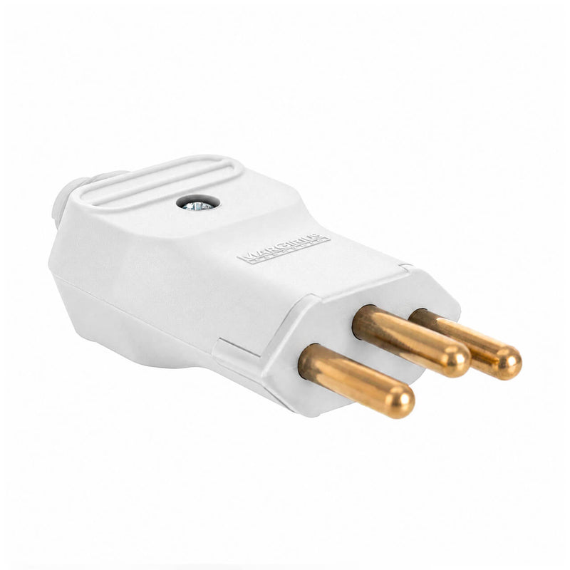 Kit com 5 Plug Macho Tomada Elétrica Reto Tripolar Novo Padrão 20A Branco
