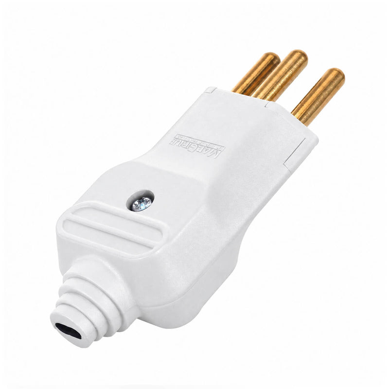 Kit com 5 Plug Macho Tomada Elétrica Reto Tripolar Novo Padrão 20A Branco