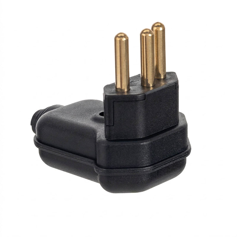 Kit com 5 Plug Macho Tomada Elétrica Tripolar 90 Graus Preto 20A