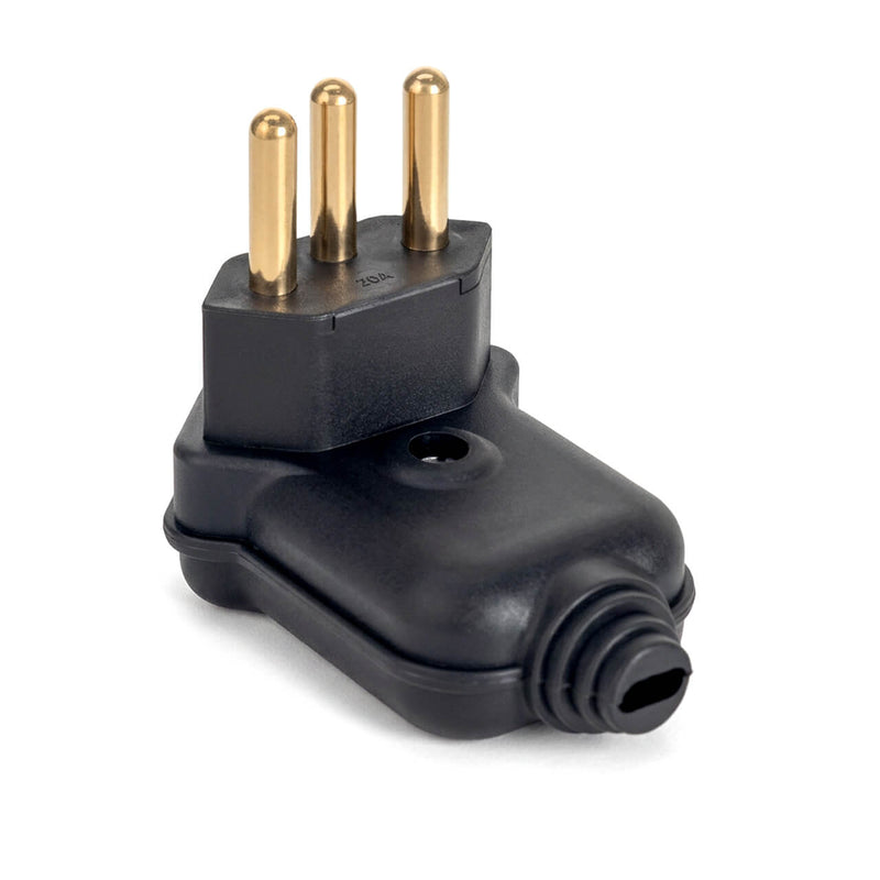 Kit com 5 Plug Macho Tomada Elétrica Tripolar 90 Graus Preto 20A