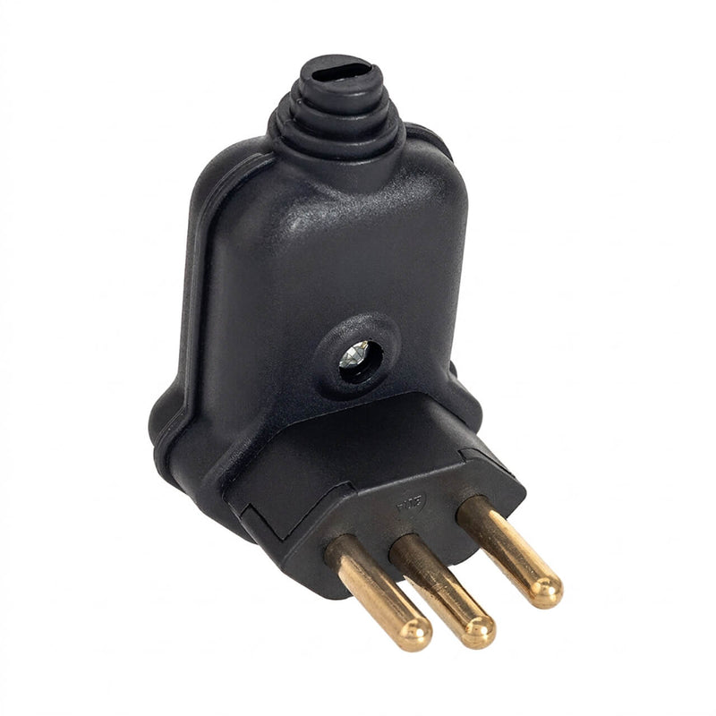 Kit com 10 Plug Macho Tomada Elétrica Tripolar 90 Graus Preto 20A