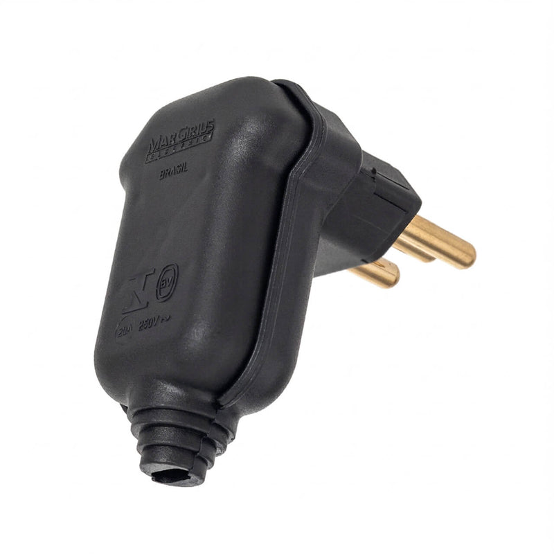 Kit com 10 Plug Macho Tomada Elétrica Tripolar 90 Graus Preto 20A