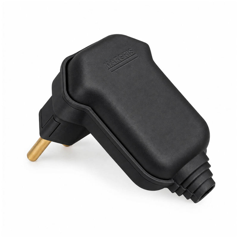 Kit com 5 Plug Macho Tomada Elétrica Tripolar 90 Graus Preto 10A