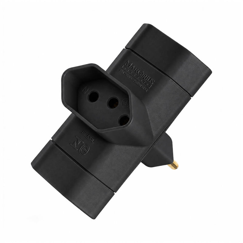 Kit com 10 Adaptador Benjamim T 3 Saídas 10A - Novo Padrão Preto