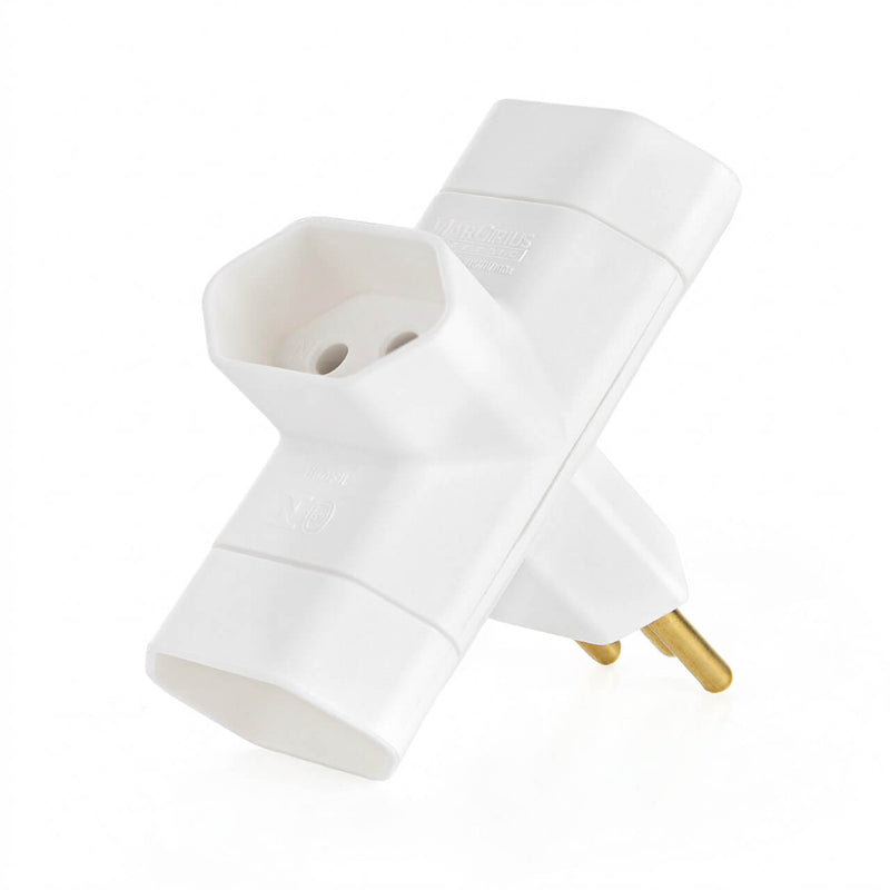Kit com 5 Adaptador Benjamim T 3 Saídas 10A - Novo Padrão Branco