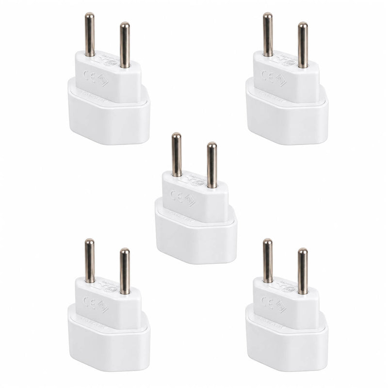 Kit com 5 Adaptador de Tomada Padrão Antigo para Novo Padrão 2 Pinos 10A Branco