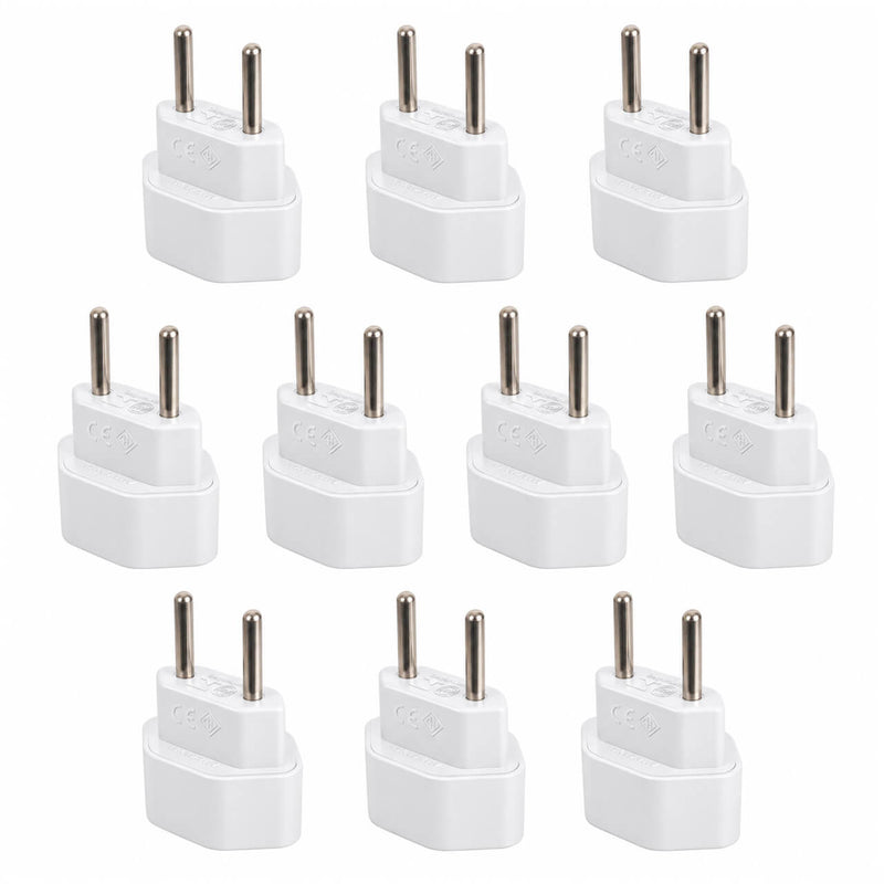 Kit com 10 Adaptador de Tomada Padrão Antigo para Novo Padrão 2 Pinos 10A Branco