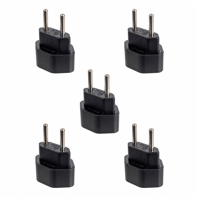 Kit com 5 Adaptador de Tomada Padrão Antigo para Novo Padrão 2 Pinos 10A Preto