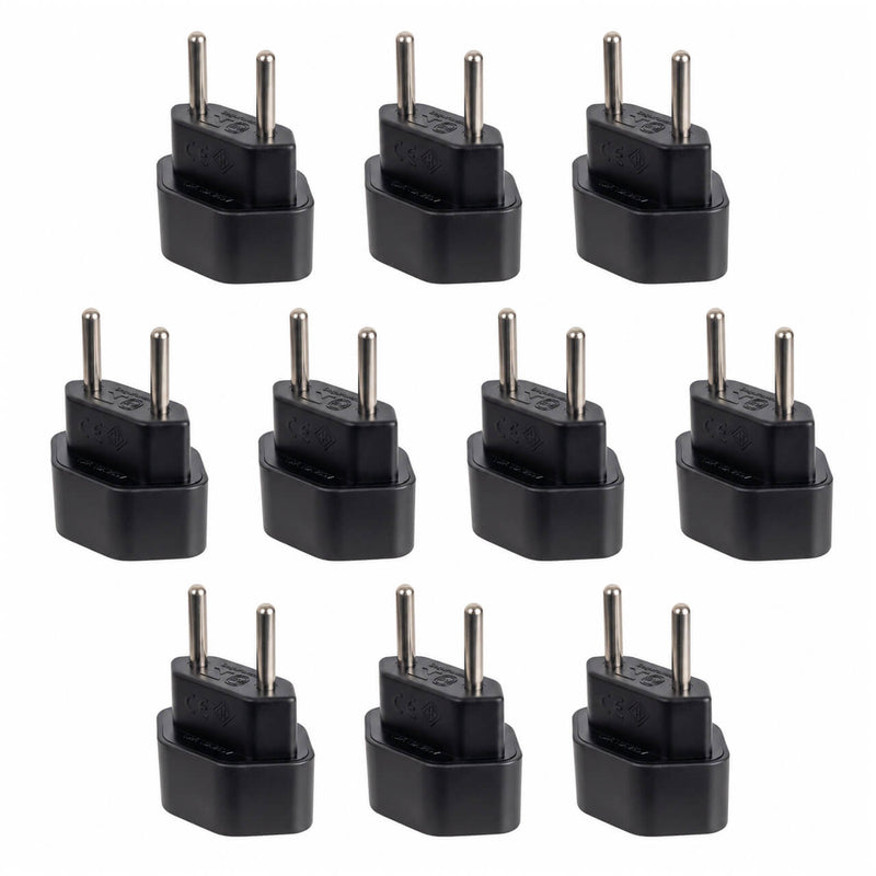 Kit com 10 Adaptador de Tomada Padrão Antigo para Novo Padrão 2 Pinos 10A Preto