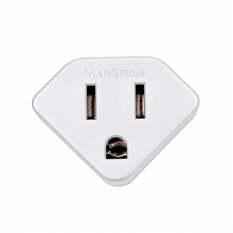 Kit com 10 Adaptador de Tomada Padrão Americano para Novo Padrão 3 Pinos 2P+T Branco