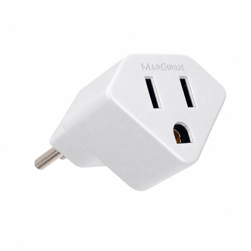 Kit com 5 Adaptador de Tomada Padrão Americano para Novo Padrão 3 Pinos 2P+T Branco