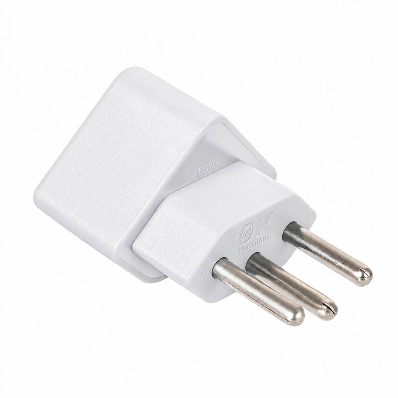 Kit com 5 Adaptador de Tomada Padrão Americano para Novo Padrão 3 Pinos 2P+T Branco