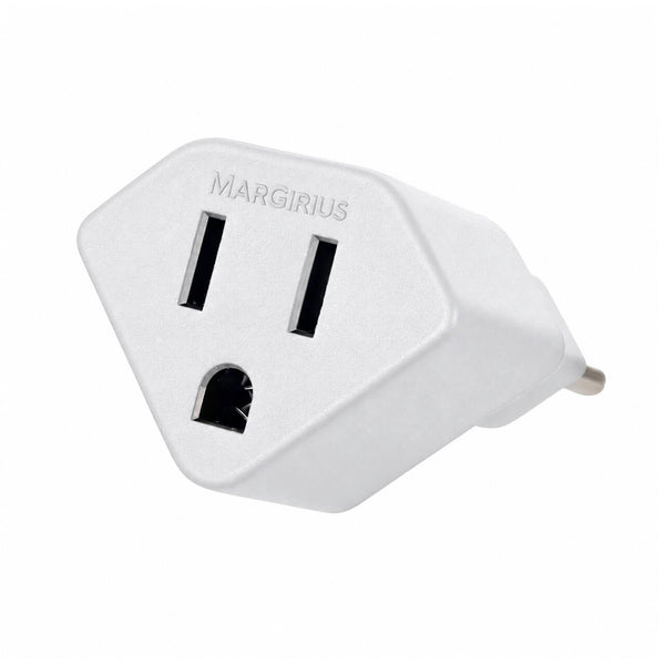 Kit com 10 Adaptador de Tomada Padrão Americano para Novo Padrão 3 Pinos 2P+T Branco