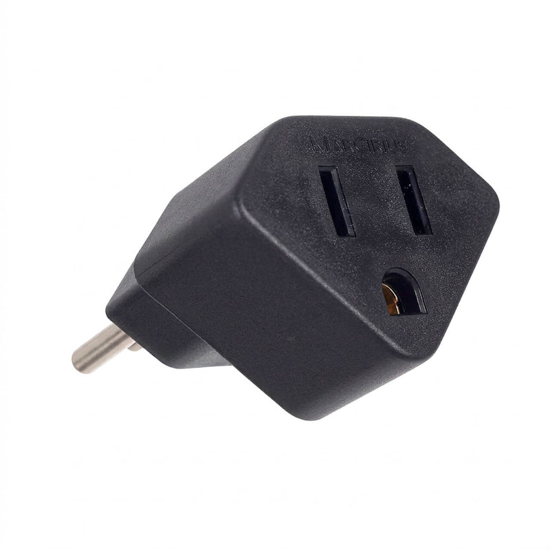 Kit com 5 Adaptador de Tomada Padrão Americano para Novo Padrão 3 Pinos 2P+T Preto