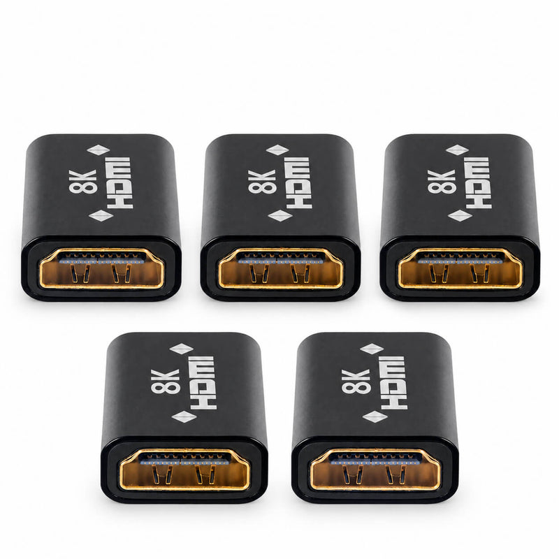 Kit com 5 Emenda HDMI 2.1 Fêmea x Fêmea 8K 60Hz 4K 120Hz 48Gbps HDR