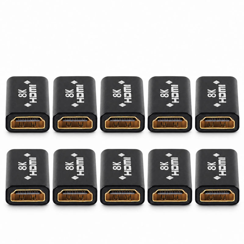 Kit com 10 Emenda HDMI 2.1 Fêmea x Fêmea 8K 60Hz 4K 120Hz 48Gbps HDR