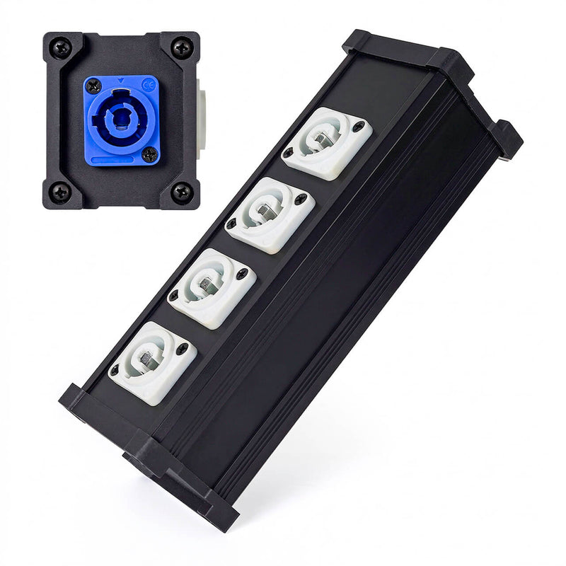 Régua PowerCon Tomadas com 1 Entrada e 4 Saídas Iluminação de Palco e Som