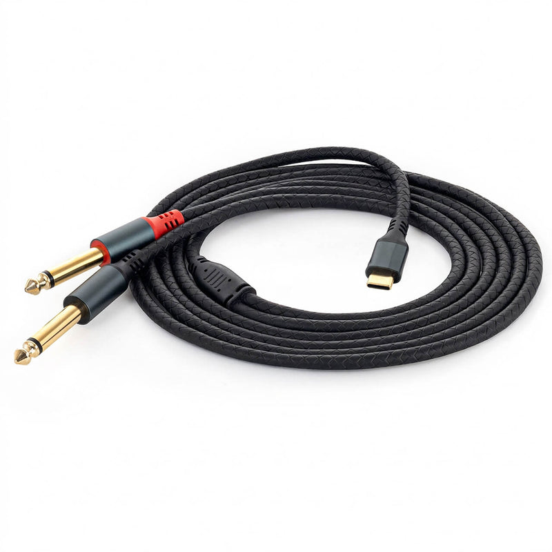 Cabo de Áudio USB-C para 2 P10 L/R com DAC – Celular para Mesa de Som - 2 m