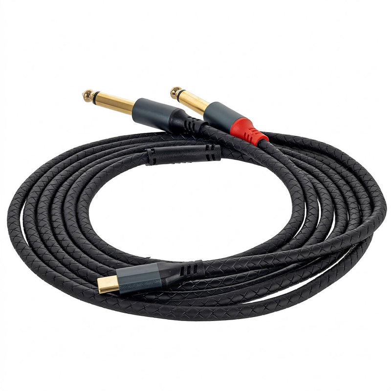 Cabo de Áudio USB-C para 2 P10 L/R com DAC – Celular para Mesa de Som - 2 m