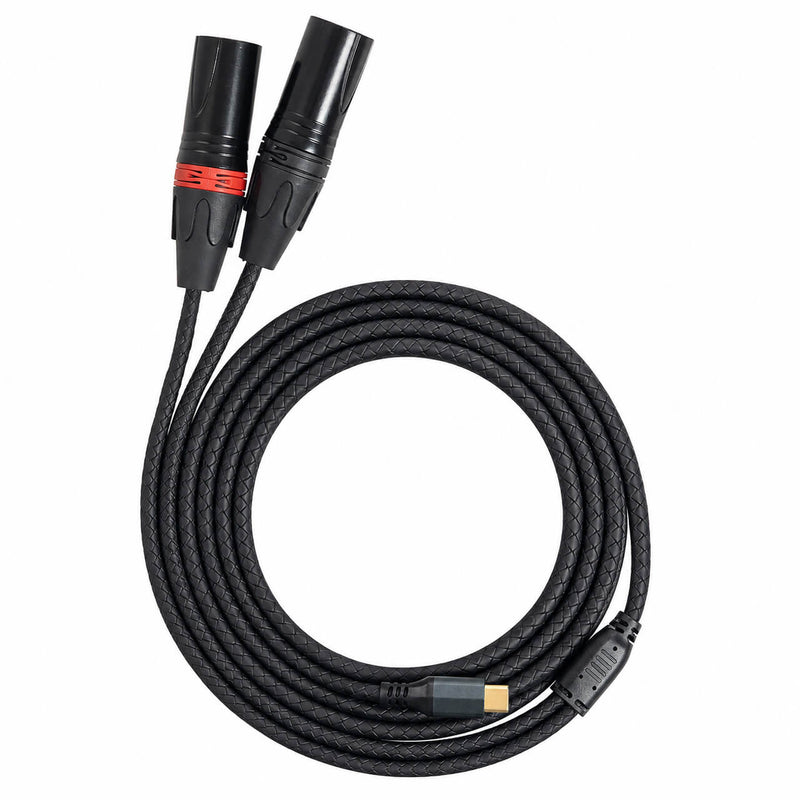 Cabo de Áudio USB-C para 2 XLR Macho L/R com DAC – Celular para Mesa de Som - 2 m