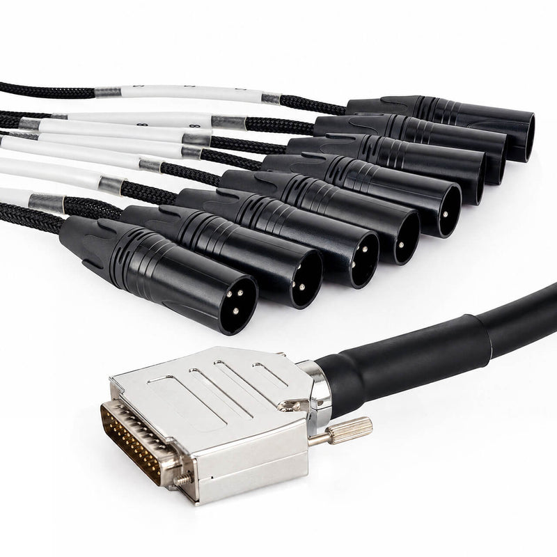 Cabo DB25 Macho para 8 XLR Macho - Multicabo de Áudio 8 Canais